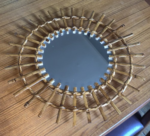 Miroir soleil rotin - en, vintage