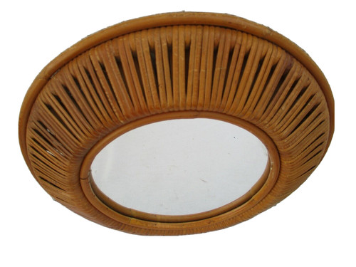 Miroir soleil rotin - , vintage