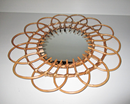 Ancien miroir soleil rotin - miroir, en