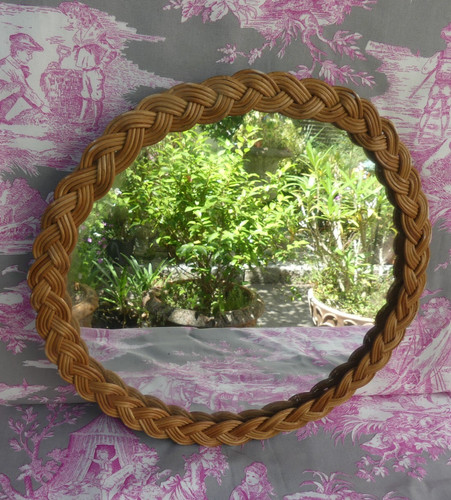 Miroir mural vintage - vintage, rotin