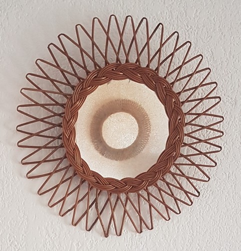 Ancien miroir soleil rotin - miroir,