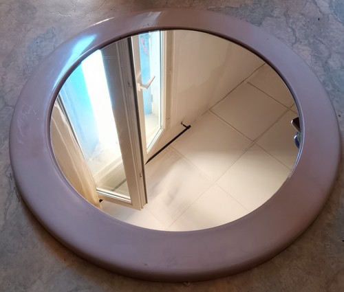 Vintage miroir rond rose - vintage, 70's:
